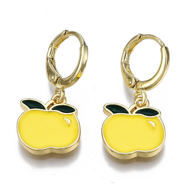 Brass Enamel Huggie Hoop Earrings