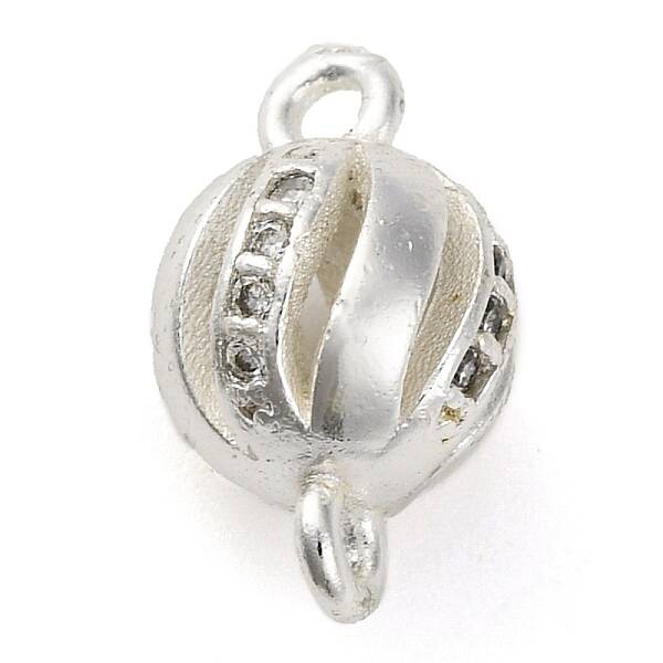 Brass Micro Pave Clear Cubic Zirconia Connector Charms
