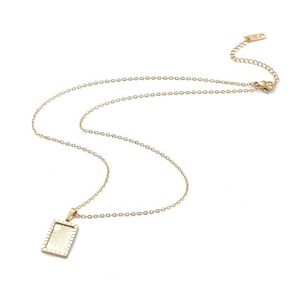 304 Stainless Steel Rectangle Pendant Necklace with Box Chains for Women