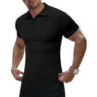 JMIERR Men's Muscle V Neck Polo Shirts Casual Short Sleeve Slim Fit Ribbed Golf T Shirt Athletic Tee Shortsleeve Menswear Top