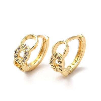 Clear Cubic Zirconia Curb Chains Shape Hoop Earrings