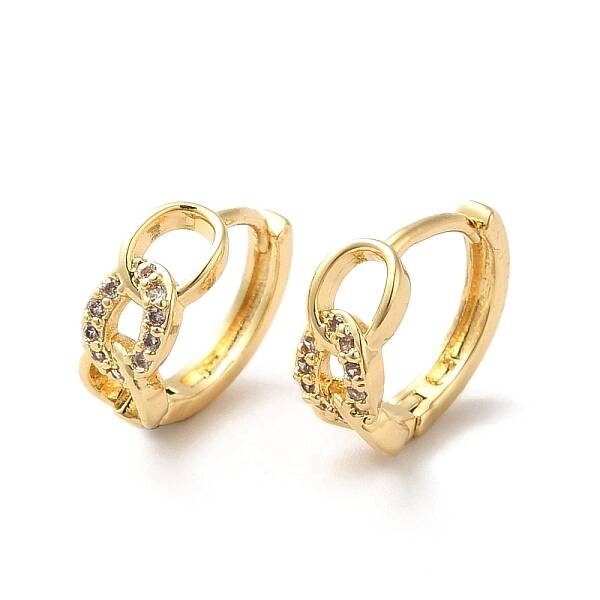 Clear Cubic Zirconia Curb Chains Shape Hoop Earrings