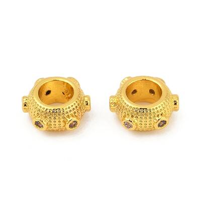 Brass Cubic Zirconia European Beads