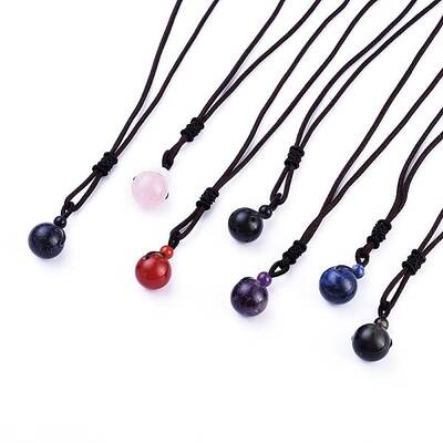Natural & Synthetic Mixed Stone Pendant Necklaces