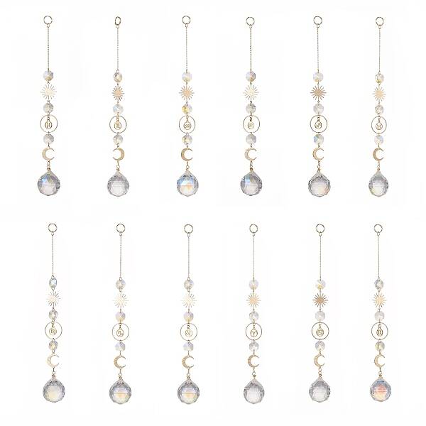 Glass Teradrop Hanging Suncatchers
