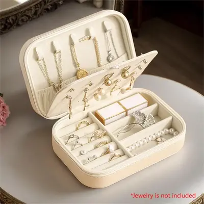 Travel Jewelry Organizer, 1 Count Summer Portable Lightweight Small Jewelry Storage Case with Zipper, Durable Storage Organiz...