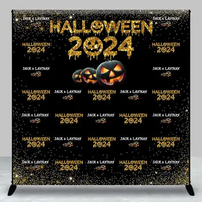 Aperturee Black Gold Glitter Custom Halloween 2024 Backdrop - Aperturee