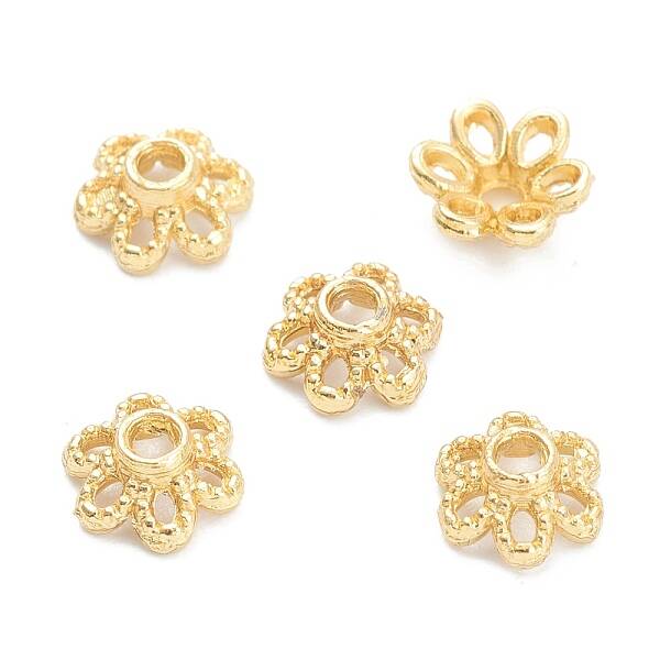 Rack Plating Alloy Flower Bead Caps
