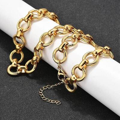 304 Stainless Steel Twisted Ring Link Chain Necklaces