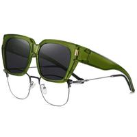 Polarized Fit Over Glasses Sunglasses for Women Men Trendy Square Wrap Around Shades UV Protection