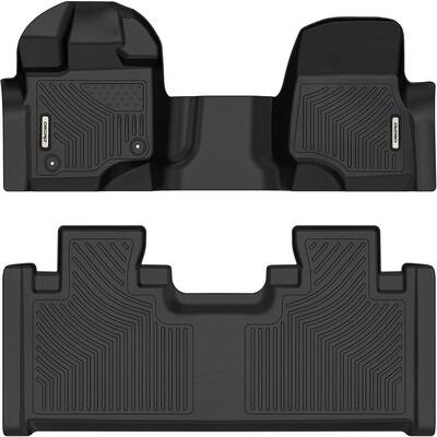 OEDRO Floor Mats Liner for 2015-2025 Ford F150 SuperCab/ Extended Cab, 1st Row Bench Seat, Black TPE All-Weather Guard