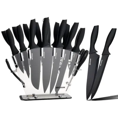 19 Piece Kitchen Knife Set, High Carbon Stainless Steel, Sharp Includes Serrated Steak Knife Set with Combination Chef's Knif...