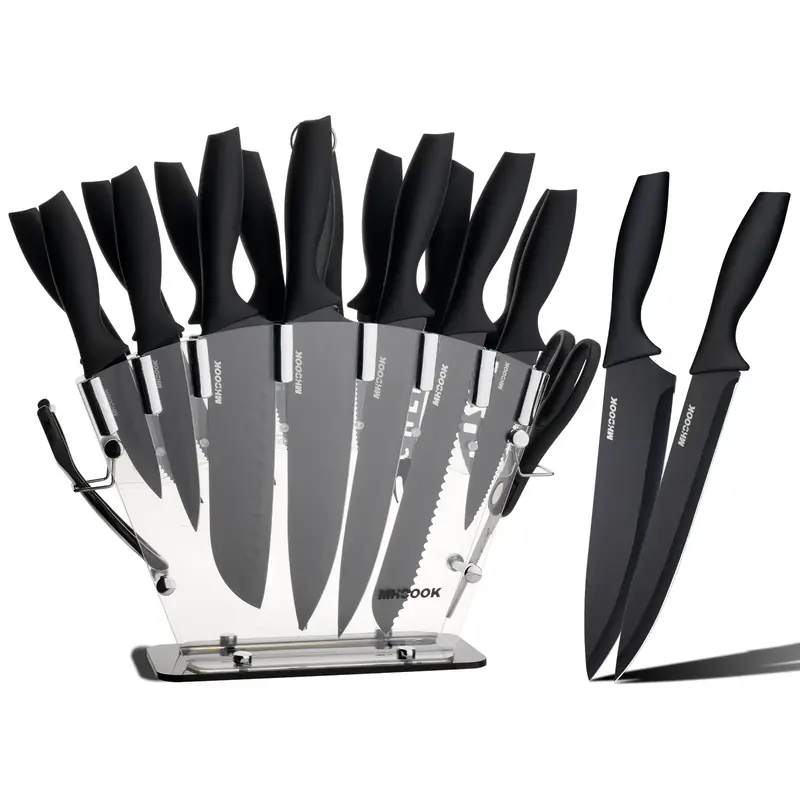 19 Piece Kitchen Knife Set, High Carbon Stainless Steel, Sharp Includes Serrated Steak Knife Set with Combination Chef's Knif...