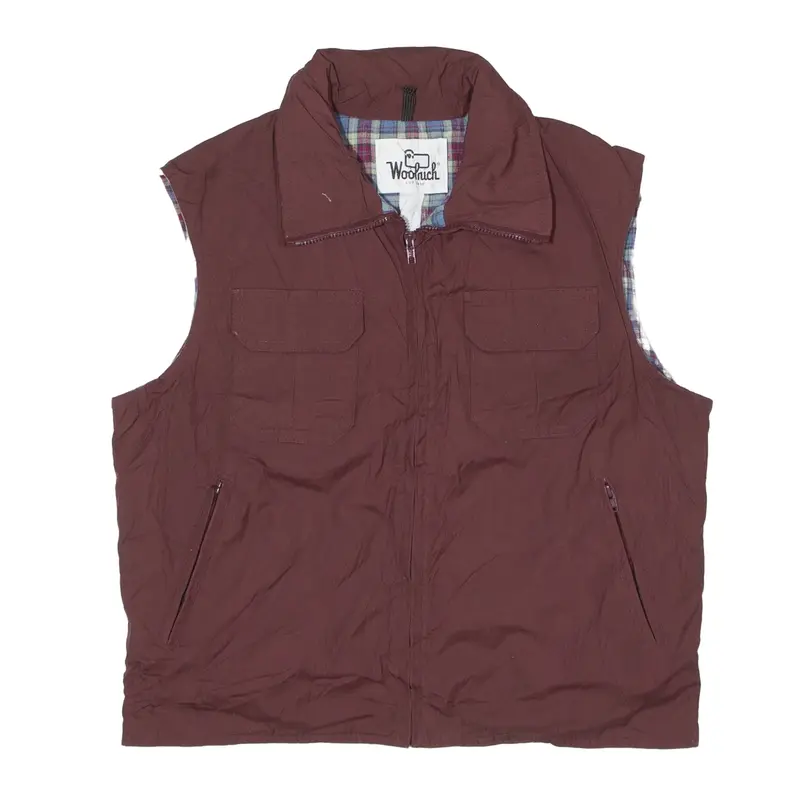 WOOLRICH Lined Gilet Maroon Mens L