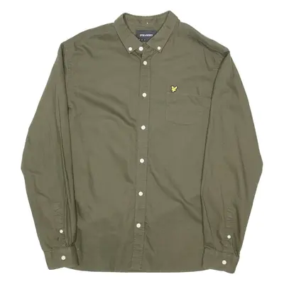 LYLE & SCOTT Mens Plain Shirt Green Long Sleeve XL