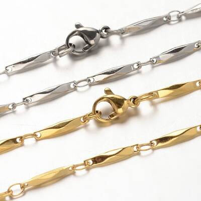 304 Stainless Steel Bar Link Chains Necklaces
