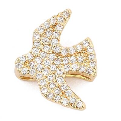 Brass Micro Pave Clear Cubic Zirconia Slide Charms