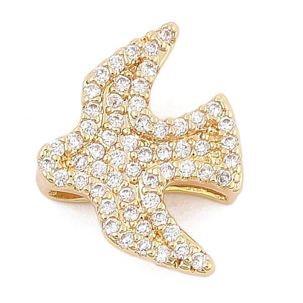 Brass Micro Pave Clear Cubic Zirconia Slide Charms