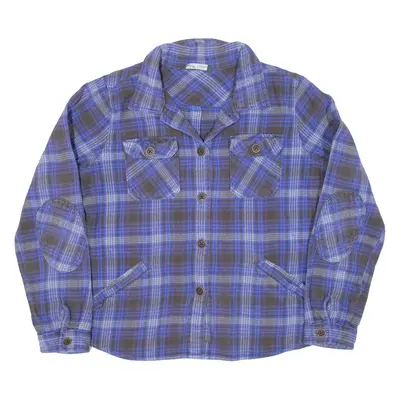 WOOLRICH Womens Flannel Shirt Blue Check Long Sleeve L