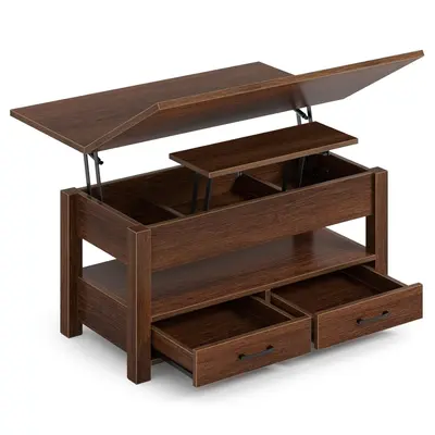 Garvee Coffee Table Lift Top, Multi-Function Convertible Coffee Table with Drawers and Hidden Compartment, Converts to Dining...