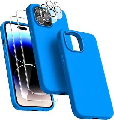 Entronix Case for Apple iPhone 17/16/15/14/13/12/11 Air/Plus/Pro Max - Liquid Silicone, 2 Clear Camera Lens & 2 Tempered Glas...