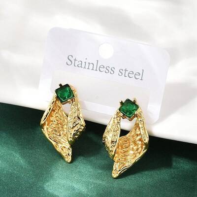 Conch 304 Stainless Steel Glass Stud Earrings