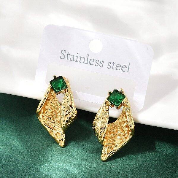 Conch 304 Stainless Steel Glass Stud Earrings