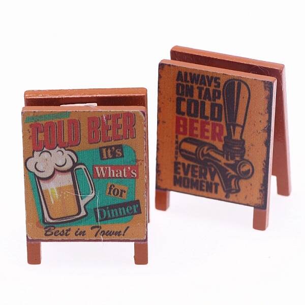 Dollhouse Miniature Wooden Sign with Vintage Chalkboard Decoration