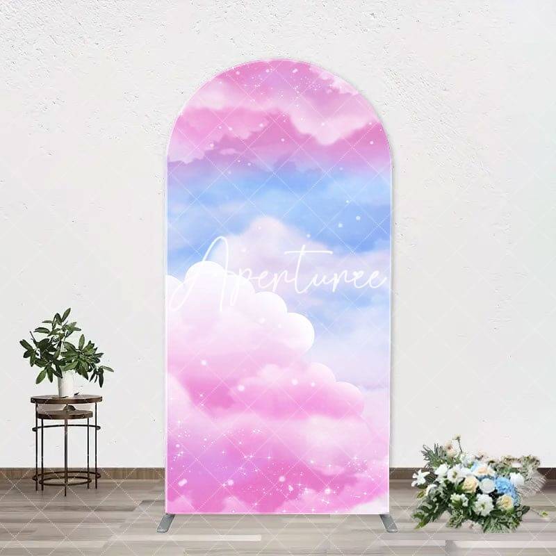 Pink Blue Clouds Sparkle Arch Backdrop For Birthday