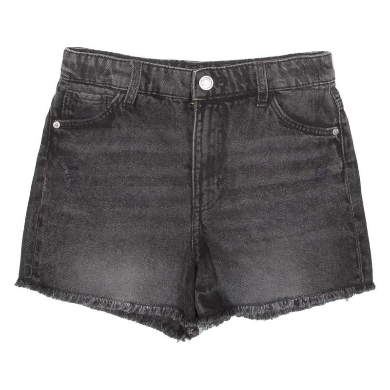 H&M Distressed Girls Denim Shorts Black 9-10Y W24