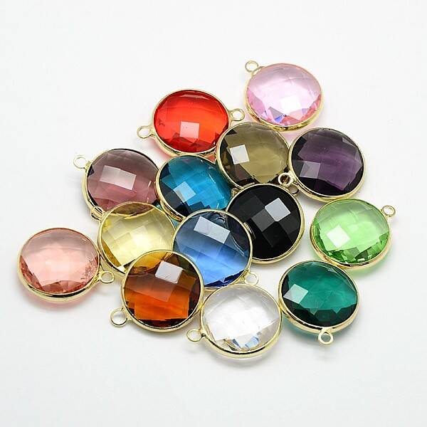 Golden Tone Brass Glass Pendants