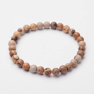 Round Natural Picture Jasper Stretch Bracelets