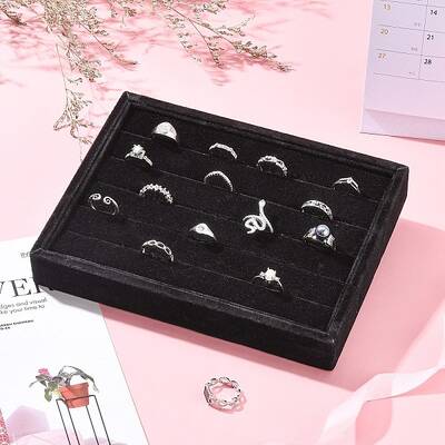Wooden Cuboid Jewelry Rings Displays