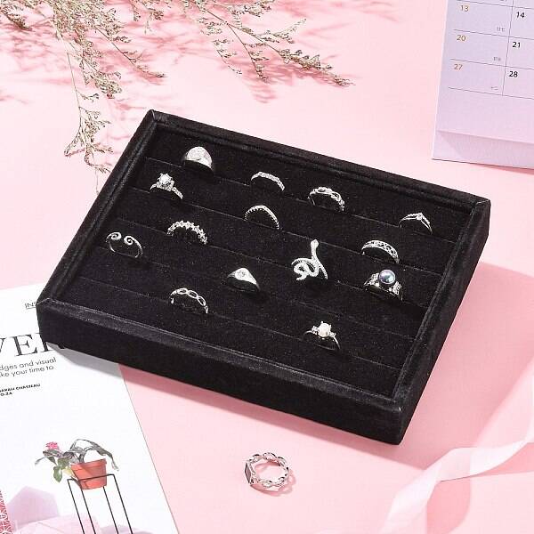 Wooden Cuboid Jewelry Rings Displays