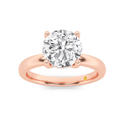 Secret Sparkle Hidden Halo Round Lab Grown Diamond Engagement Ring | 14K Rose Gold 3 3/5 CT. TW.