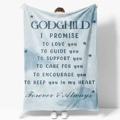 Blue Sky Cloud Godchild Christ Belief Text Blanket