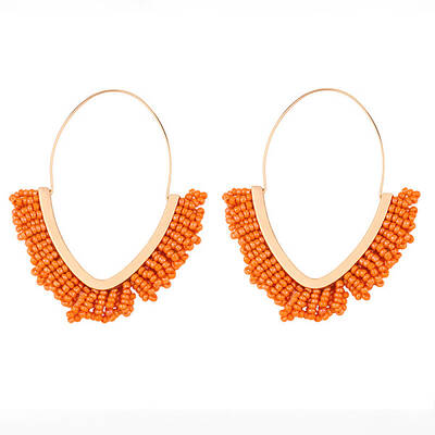 Bohemian Seed Beads with Brass Hoop Earrings