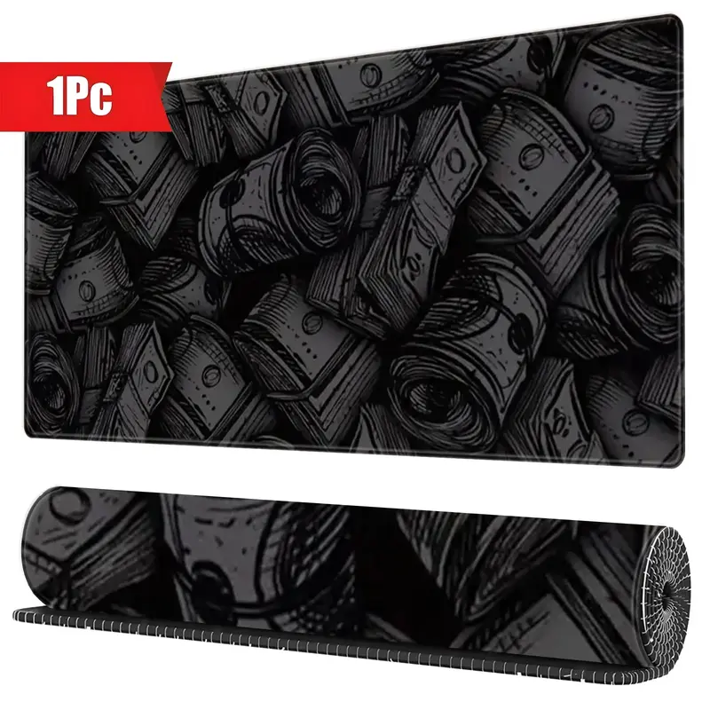 Money Pattern Mouse Pad, Long Non-slip Waterproof Mouse Pad, Office Game Table Pad, Expansion Pad for Laptop, Computer, Gamin...