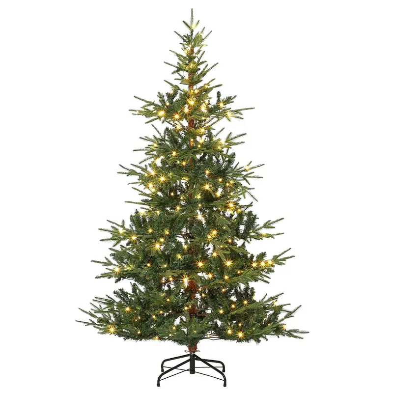 Garvee 6ft Aspen Fir Christmas Tree with 300 Warm White LEDs, 678 PE & PVC Branch Tips, Hinged Design, Metal Stand, Prelit Xm...