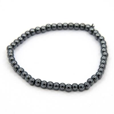 Elastic Non-Magnetic Synthetic Hematite Beaded Stretch Bracelets