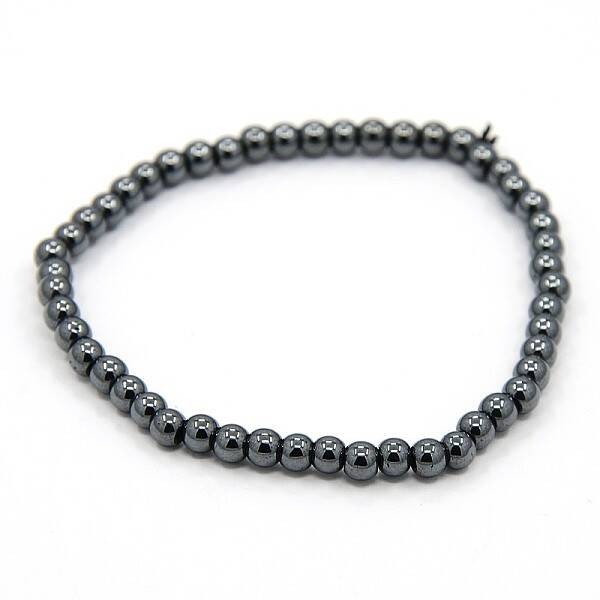 Elastic Non-Magnetic Synthetic Hematite Beaded Stretch Bracelets
