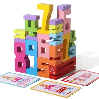 Wooden Number Building Block (1 Box), Creative Montessori Stacking Toys, Early Educational Toy for Children, Valentine's Day ...