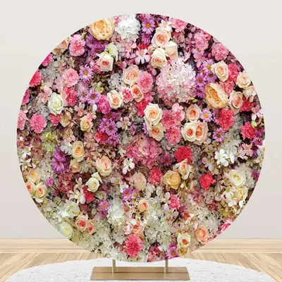 Colorful Floral Romantic Wall Round Wedding Backdrop - Aperturee