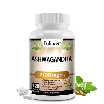 Balincer Organic Ashwagandha 2,100 mg Veggie Capsules, Pure Organic Ashwagandha Powder and Root Extract, Stress, Mood & Immun...