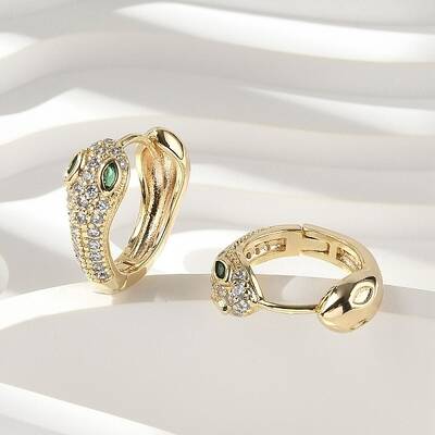 Brass Clear Cubic Zirconia Hoop Earrings