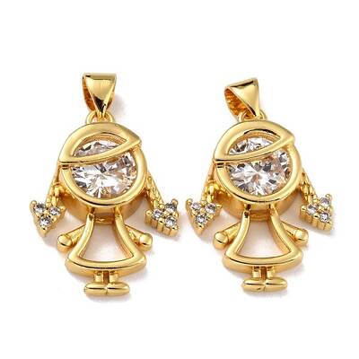 Brass Micro Pave Clear Cubic Zirconia Pendants