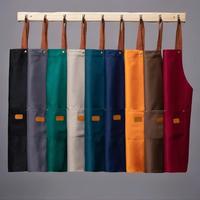 Household Kitchen Solid Color Novelty Cooking Aprons, 1 Count Brown Apron for Cooking Catering Coffee Shop with Cross Straps,...