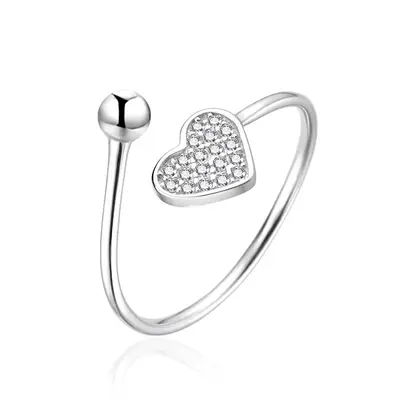 Agato AGT-R36W Silver Open Heart Ring - Circuit: 62 mm