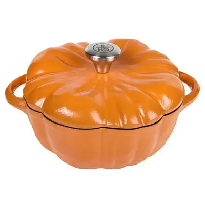 KitchenHQ Cast Iron Diamond Ceramic Nonstick Pumpkin Casserole