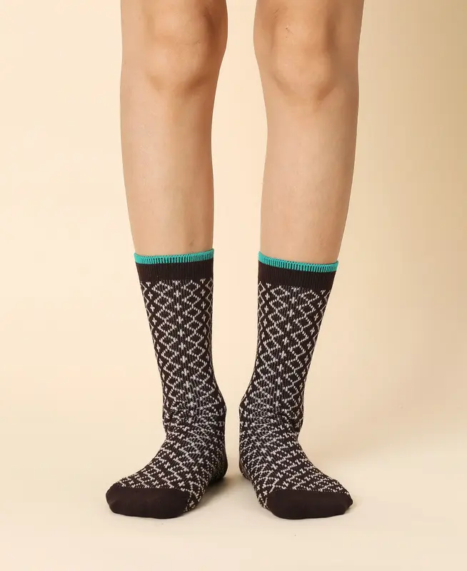 Women's Darkbrown Argyle Novelty Sock